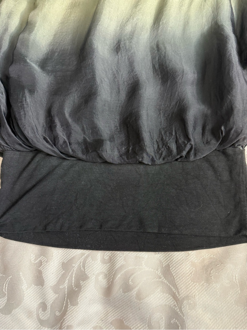 Giusy Made in Italy Silk Olive to Black Ombre Blouse Sheer Overlay Jersey Lined - Picture 10 of 13